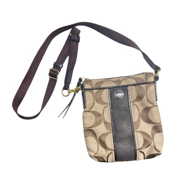 Coach Handbags - Coach Black and Tan Bag with Logo Accent